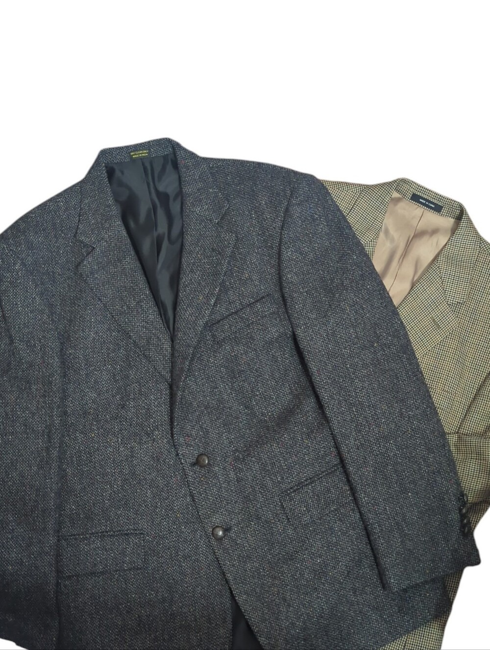Mens Blazer Lot 100% Wool for Crafters Sewing Upcycling Tweed Houndstooth Autumn